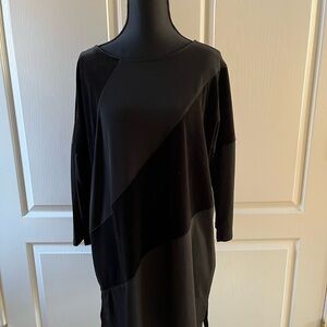Chicos Tunic Dress Black with velvet accents.